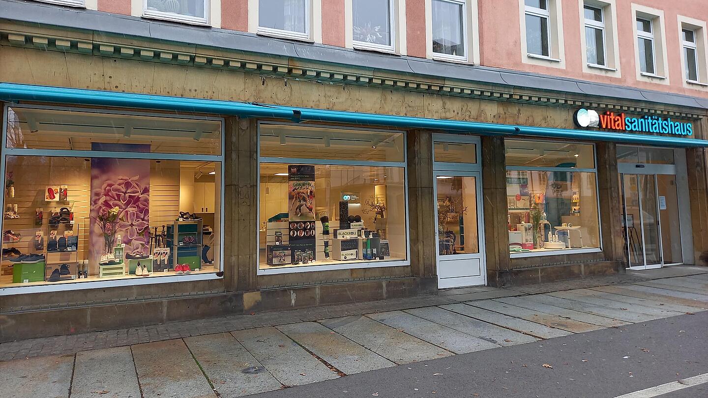 Außenansicht des Vital-Sanitätshauses in Pirna Ansicht von außen unseres Sanitätshauses in der Breite Straße in Pirna