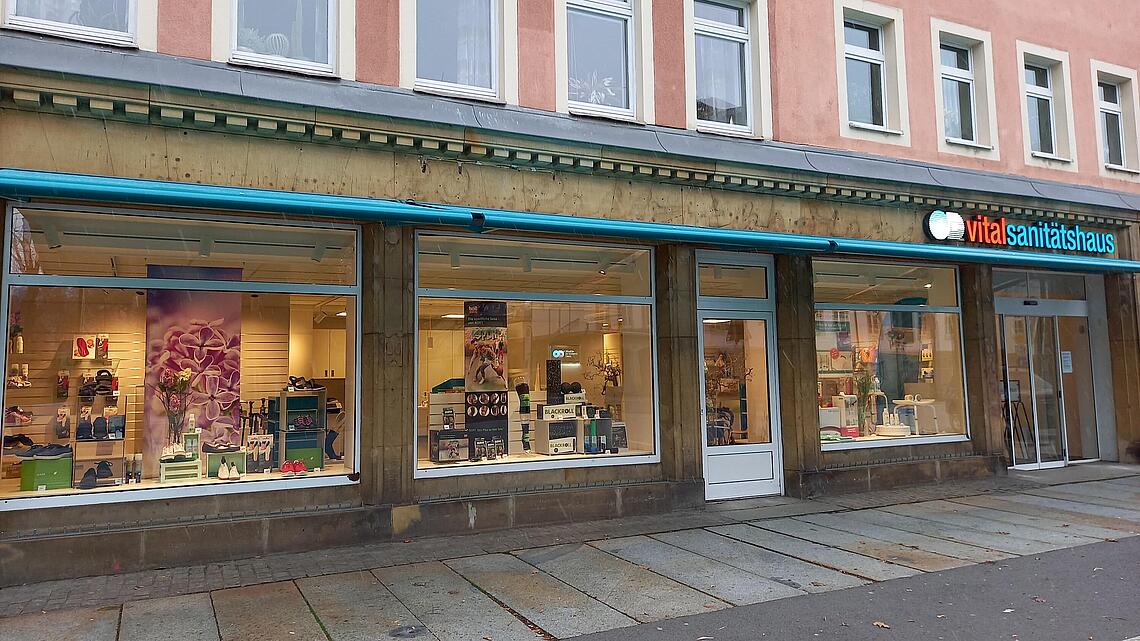 Ansicht von außen unseres Sanitätshauses in der Breite Straße in Pirna