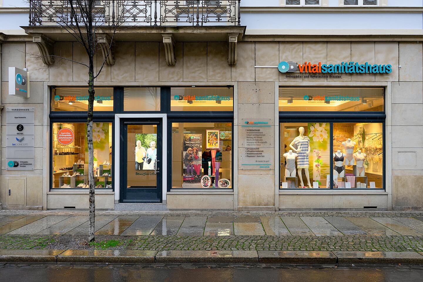 Außenansicht des Vital-Sanitätshaus Dresden Bautzner Straße Ansicht von außen unseres Sanitätshauses auf der Bautzner Straße in Dresden